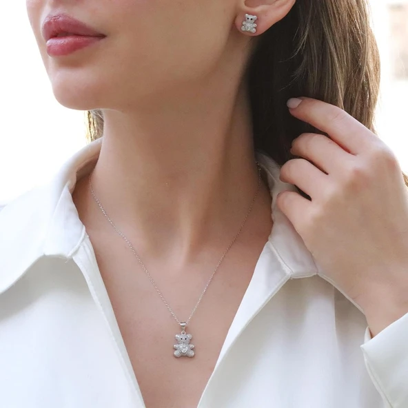 Bear Zirkon Taşlı Gümüş Set ürün görseli 1