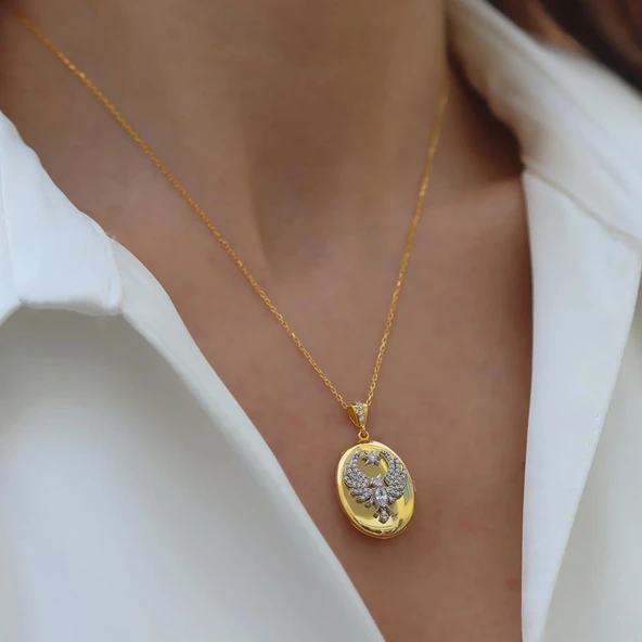 Anka Kuşu Gold Gümüş Kolye - Resim 4