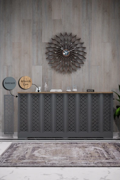 Petek Kaplama Modern Radyatör Kapatma Ünitesi Ön Panel MDF Tasarım İç ölçü 156 cm Dış Ölçü 160 cm ürün görseli 1