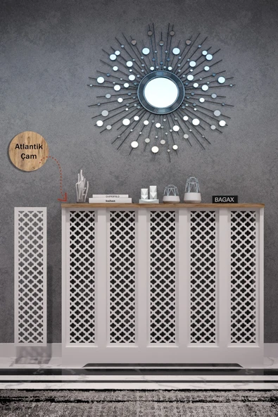 Dekoratif Petek Dolabı Kalorifer Peteği Kapatma Ünitesi Modern Tasarım İç Ölçü 96 cm Dış Ölçü 100 cm ürün görseli 1