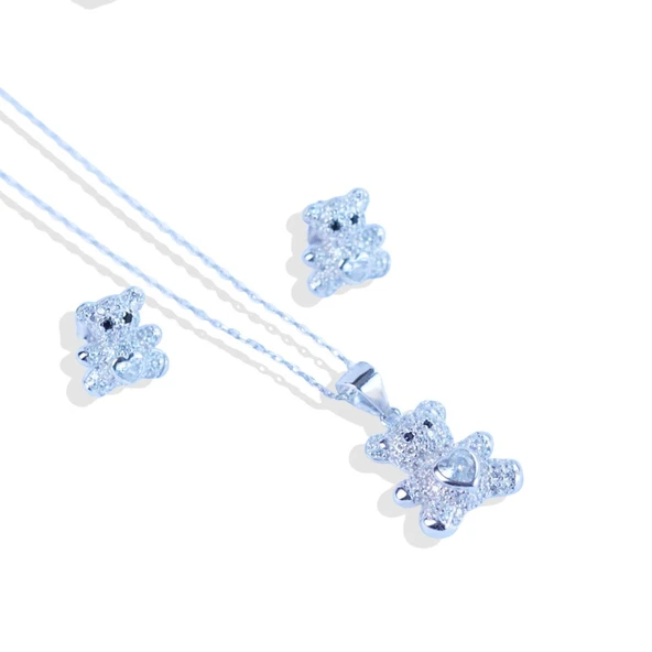 Bear Zirkon Taşlı Gümüş Set - Resim 5
