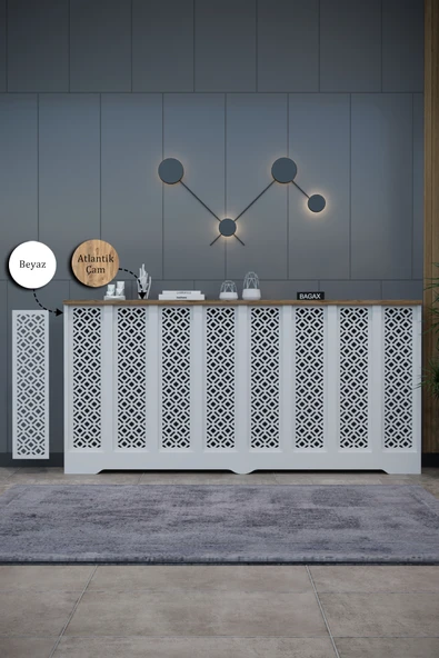Petek Kaplama Modern Radyatör Kapatma Ünitesi Ön Panel MDF Tasarım İç ölçü 156 cm Dış Ölçü 160 cm ürün görseli 1