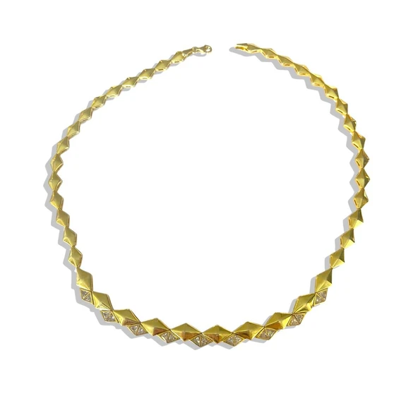 Mekik Taşlı Gold Trend Gümüş Kolye - Resim 4