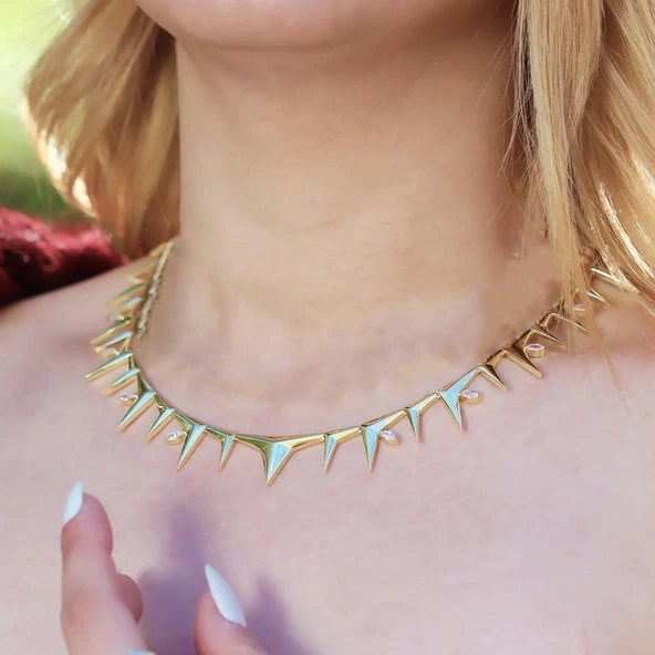 Sun Thorn Gold Kaplama Gümüş Kolye - Resim 2