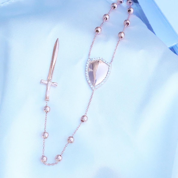 Top Trend Rose Gold Kaplama Gümüş Kolye - Resim 4