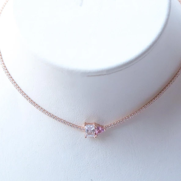 Kalp Choker Gümüş Kolye - Resim 4