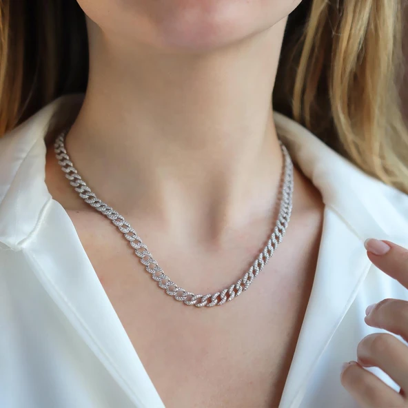 Gurmet Modeli Taşlı 6mm Kolye - Resim 4