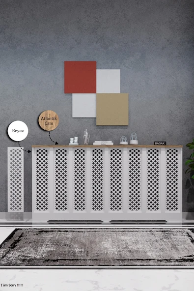 Petek Kaplama Modern Radyatör Kapatma Ünitesi Ön Panel MDF Tasarım İç ölçü 156 cm Dış Ölçü 160 cm ürün görseli 1
