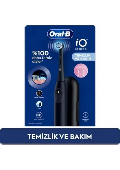 Oral-B iO 2 Seyahat Kaplı Siyah Şarjlı Diş Fırçası ürün görseli 1