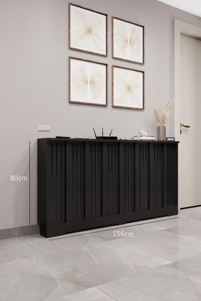 Petek Kaplama Modern Radyatör Kapatma Ünitesi Ön Panel MDF Tasarım İç ölçü 156 cm Dış Ölçü 160 cm ürün görseli 1