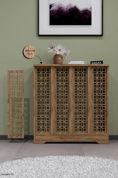 Dekoratif Petek Dolabı Kalorifer Peteği Kapatma Ünitesi Modern Tasarım İç Ölçü 76 cm Dış Ölçü 80 cm ürün görseli 1