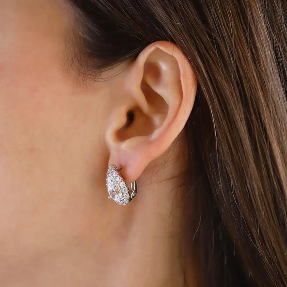 Damla Taşlı Sky Diamond Gümüş Küpe - Resim 3