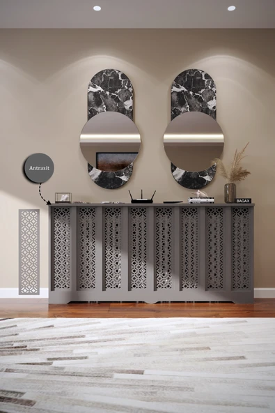 Petek Kaplama Modern Radyatör Kapatma Ünitesi Ön Panel MDF Tasarım İç ölçü 156 cm Dış Ölçü 160 cm ürün görseli 1