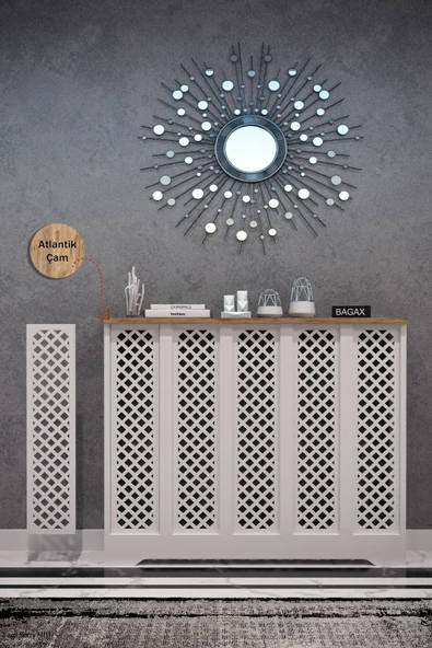 Dekoratif Petek Dolabı Kalorifer Peteği Kapatma Ünitesi Modern Tasarım İç Ölçü 96 cm Dış Ölçü 100 cm ürün görseli 1