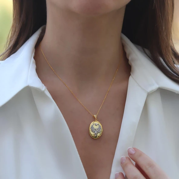 Anka Kuşu Gold Gümüş Kolye - Resim 2