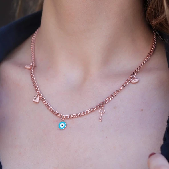 Rose Gold Kaplama Gümüş Dilek Kolyesi - Resim 2