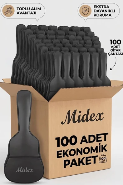 Midex GK-50A-100X Akustik Gitar Çantası 100'lü Paket Kaliteli Siyah Kılıf (100 Adet) ürün görseli 1