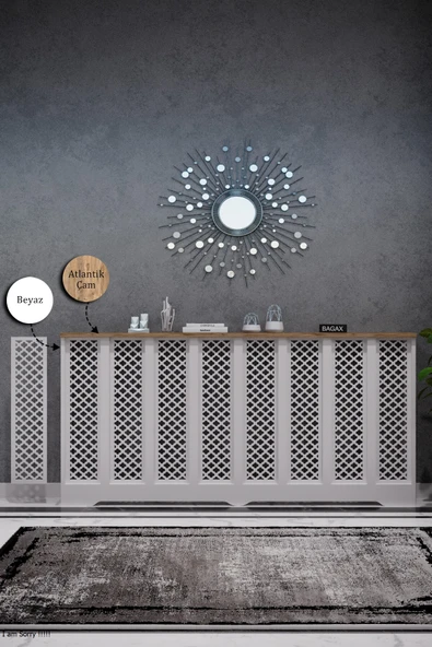 Petek Kaplama Modern Radyatör Kapatma Ünitesi Ön Panel MDF Tasarım İç ölçü 156 cm Dış Ölçü 160 cm ürün görseli 1