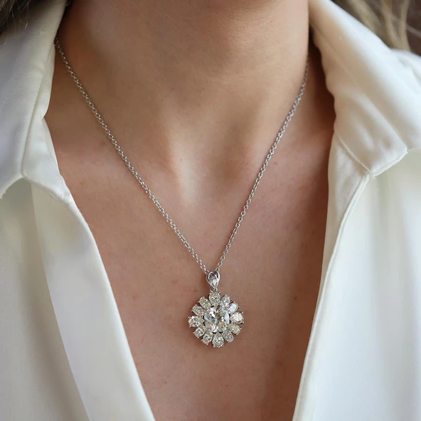 Okyanusun Kalbi Sky Diamond Gümüş Kolye ürün görseli 1