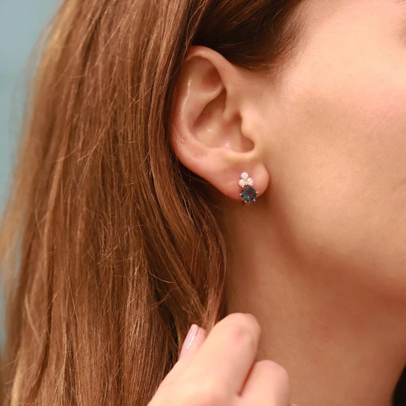 Prenses Model Swarovski Rose Gold Kaplama Küpe ürün görseli 1