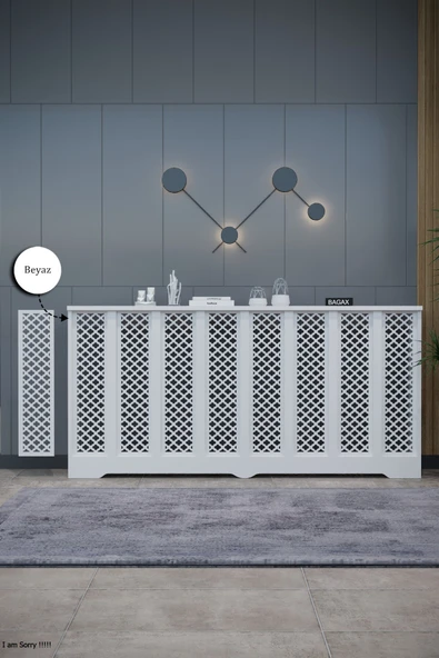 Petek Kaplama Modern Radyatör Kapatma Ünitesi Ön Panel MDF Tasarım İç ölçü 156 cm Dış Ölçü 160 cm ürün görseli 1