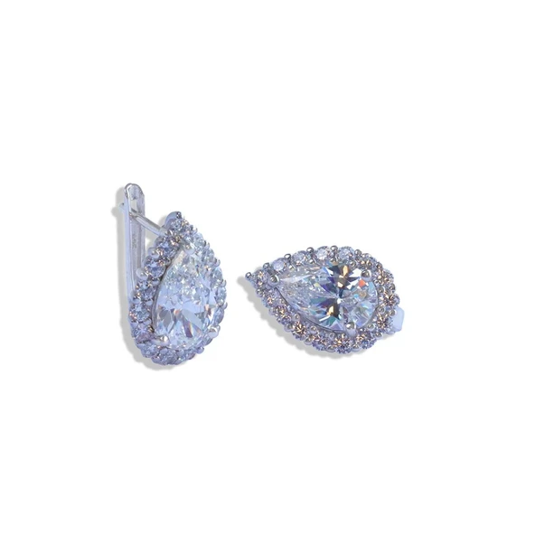 Damla Taşlı Sky Diamond Gümüş Küpe - Resim 4