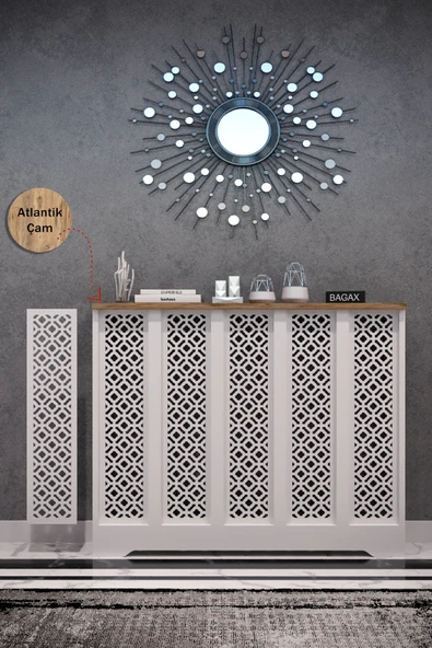 Dekoratif Petek Dolabı Kalorifer Peteği Kapatma Ünitesi Modern Tasarım İç Ölçü 96 cm Dış Ölçü 100 cm ürün görseli 1
