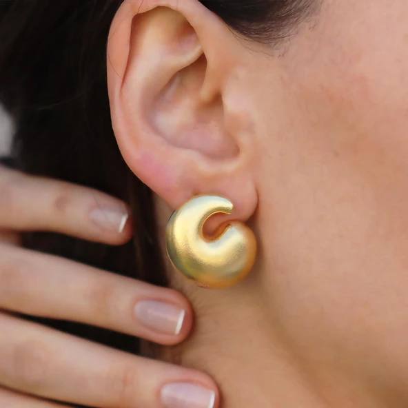 Yan Bottega Gold Bombeli Gümüş Küpe ürün görseli 1