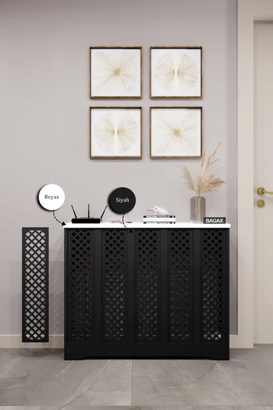 Dekoratif Petek Dolabı Kalorifer Peteği Kapatma Ünitesi Modern Tasarım İç Ölçü 96 cm Dış Ölçü 100 cm ürün görseli 1