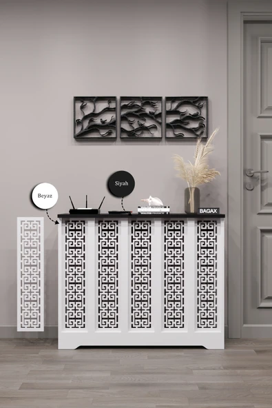 Dekoratif Petek Dolabı Kalorifer Peteği Kapatma Ünitesi Modern Tasarım İç Ölçü 96 cm Dış Ölçü 100 cm ürün görseli 1