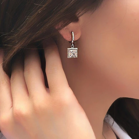 Starlight Diamond Baget Pırlanta Montür Gümüş Küpe ürün görseli 1