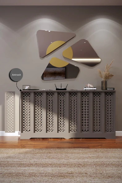 Petek Kaplama Modern Radyatör Kapatma Ünitesi Ön Panel MDF Tasarım İç ölçü 156 cm Dış Ölçü 160 cm ürün görseli 1