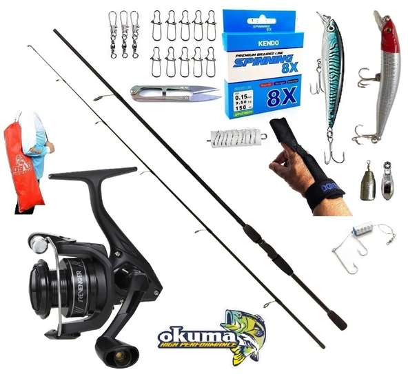 Okuma Revenger Rv-4000A 270cm 20-40gr Double Black Rapala Maket Balık Spin Olta Takımı Seti ürün görseli 1