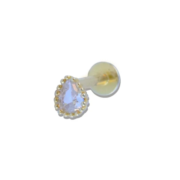 Damla Taşlı Gold Gümüş Tragus ürün görseli 1