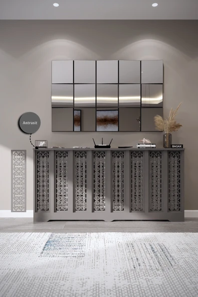 Petek Kaplama Modern Radyatör Kapatma Ünitesi Ön Panel MDF Tasarım İç ölçü 156 cm Dış Ölçü 160 cm ürün görseli 1