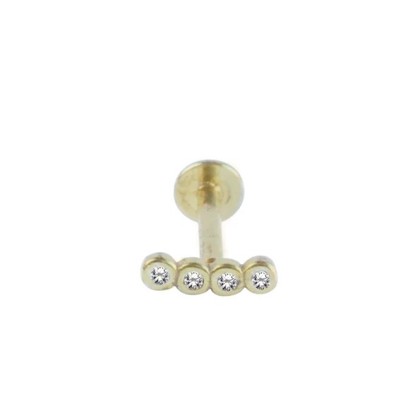 Taşlı Mini Gold Gümüş Tragus ürün görseli 1