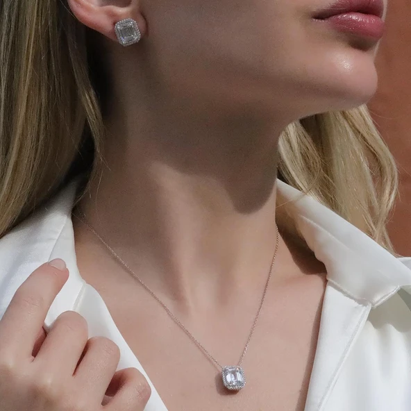Baget Taşlı Gümüş Set ürün görseli 1