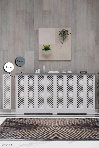 Petek Kaplama Modern Radyatör Kapatma Ünitesi Ön Panel MDF Tasarım İç ölçü 156 cm Dış Ölçü 160 cm ürün görseli 1