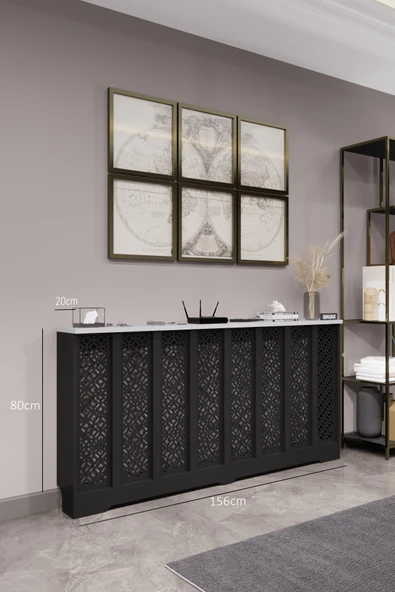 Petek Kaplama Modern Radyatör Kapatma Ünitesi Ön Panel MDF Tasarım İç ölçü 156 cm Dış Ölçü 160 cm ürün görseli 1