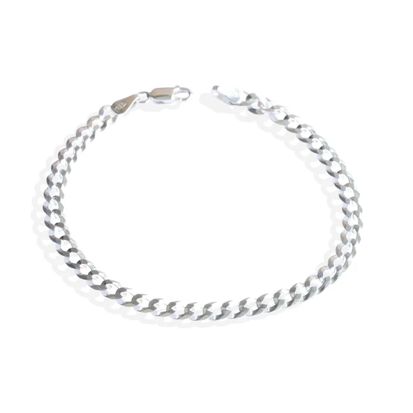 Yassı Gurmet 5mm Gümüş Erkek Bileklik - Resim 4