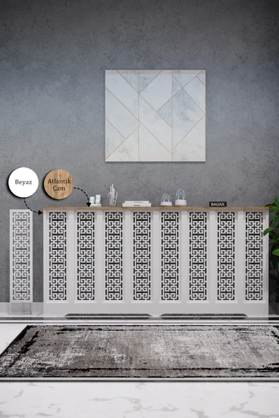 Petek Kaplama Modern Radyatör Kapatma Ünitesi Ön Panel MDF Tasarım İç ölçü 156 cm Dış Ölçü 160 cm ürün görseli 1