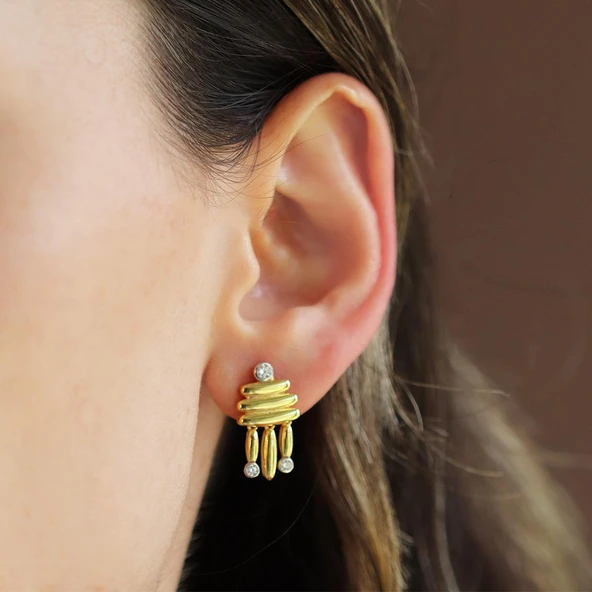 Camber Trend Gold Gümüş Küpe ürün görseli 1