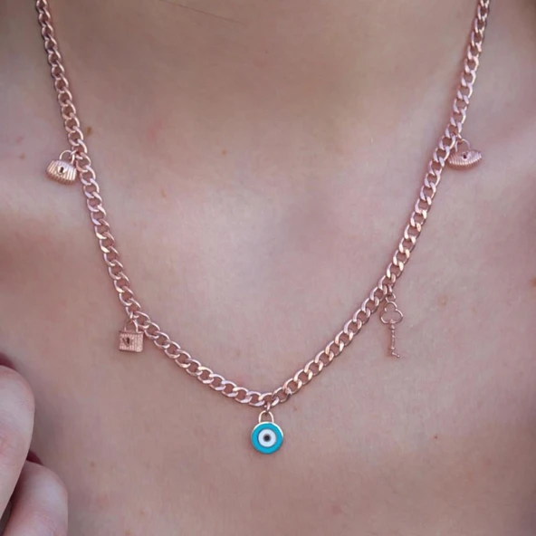 Rose Gold Kaplama Gümüş Dilek Kolyesi - Resim 3
