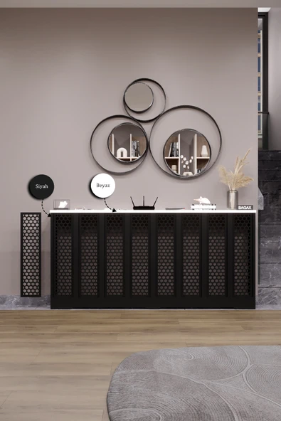 Petek Kaplama Modern Radyatör Kapatma Ünitesi Ön Panel MDF Tasarım İç ölçü 156 cm Dış Ölçü 160 cm ürün görseli 1