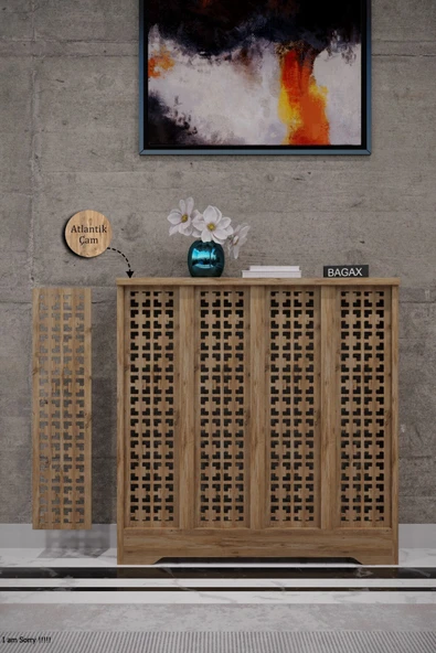 Dekoratif Petek Dolabı Kalorifer Peteği Kapatma Ünitesi Modern Tasarım İç Ölçü 76 cm Dış Ölçü 80 cm ürün görseli 1