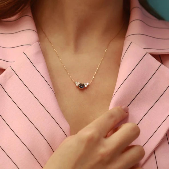 Prenses Model Swarovski Rose Gold Kaplama Kolye - Resim 2