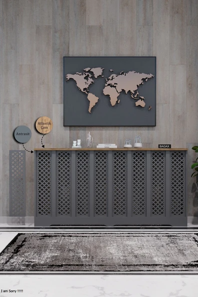Petek Kaplama Modern Radyatör Kapatma Ünitesi Ön Panel MDF Tasarım İç ölçü 156 cm Dış Ölçü 160 cm ürün görseli 1