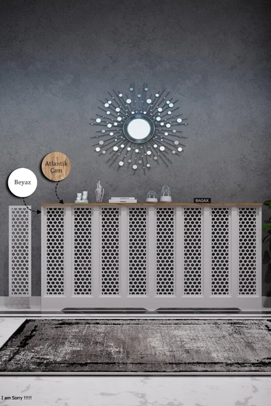 Petek Kaplama Modern Radyatör Kapatma Ünitesi Ön Panel MDF Tasarım İç ölçü 156 cm Dış Ölçü 160 cm ürün görseli 1
