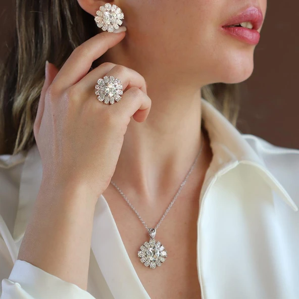 Okyanusun Kalbi Sky Diamond Gümüş Set ürün görseli 1