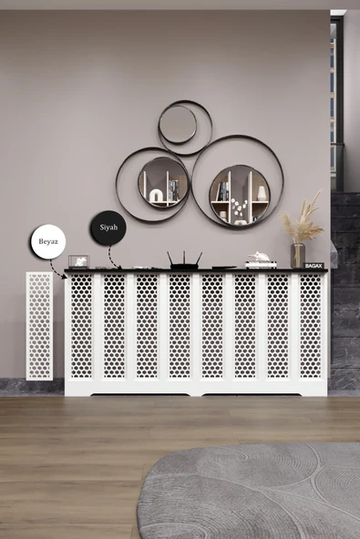 Petek Kaplama Modern Radyatör Kapatma Ünitesi Ön Panel MDF Tasarım İç ölçü 156 cm Dış Ölçü 160 cm ürün görseli 1